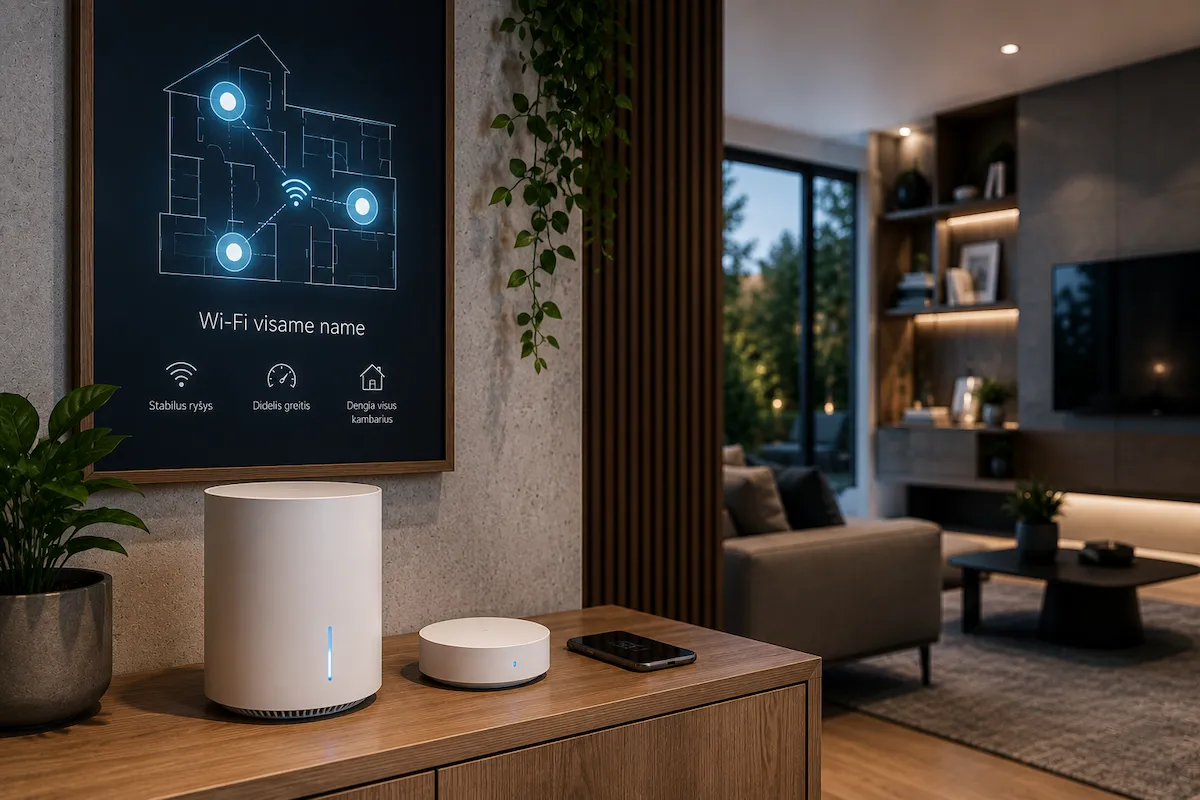Wi-Fi Mesh prieigos taškas sumontuotas namuose